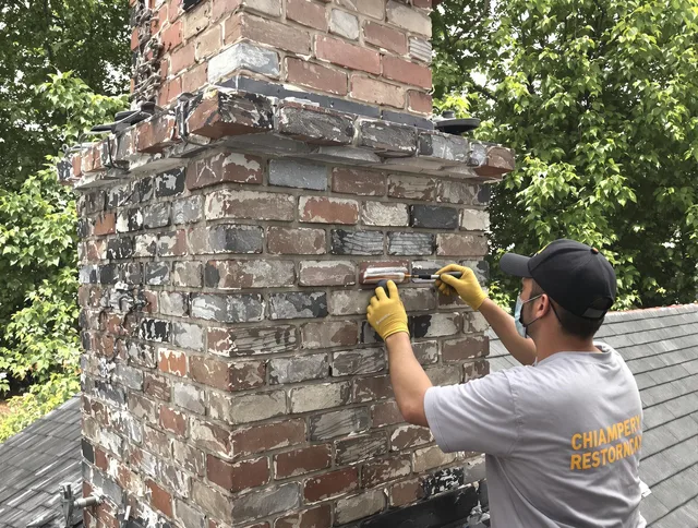 In-progress chimney restoration by Upland Chimney Sweep in Upland, CA