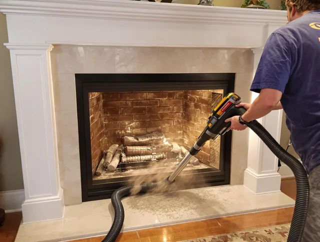 Fireplace cleaning performed by Upland Chimney Sweep in Upland, CA